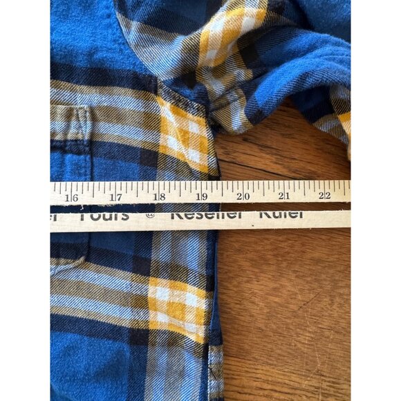 Abercrombie & Fitch Womens Shirt M Blue Yellow Plaid Button-Up Flannel - Picture 6 of 6